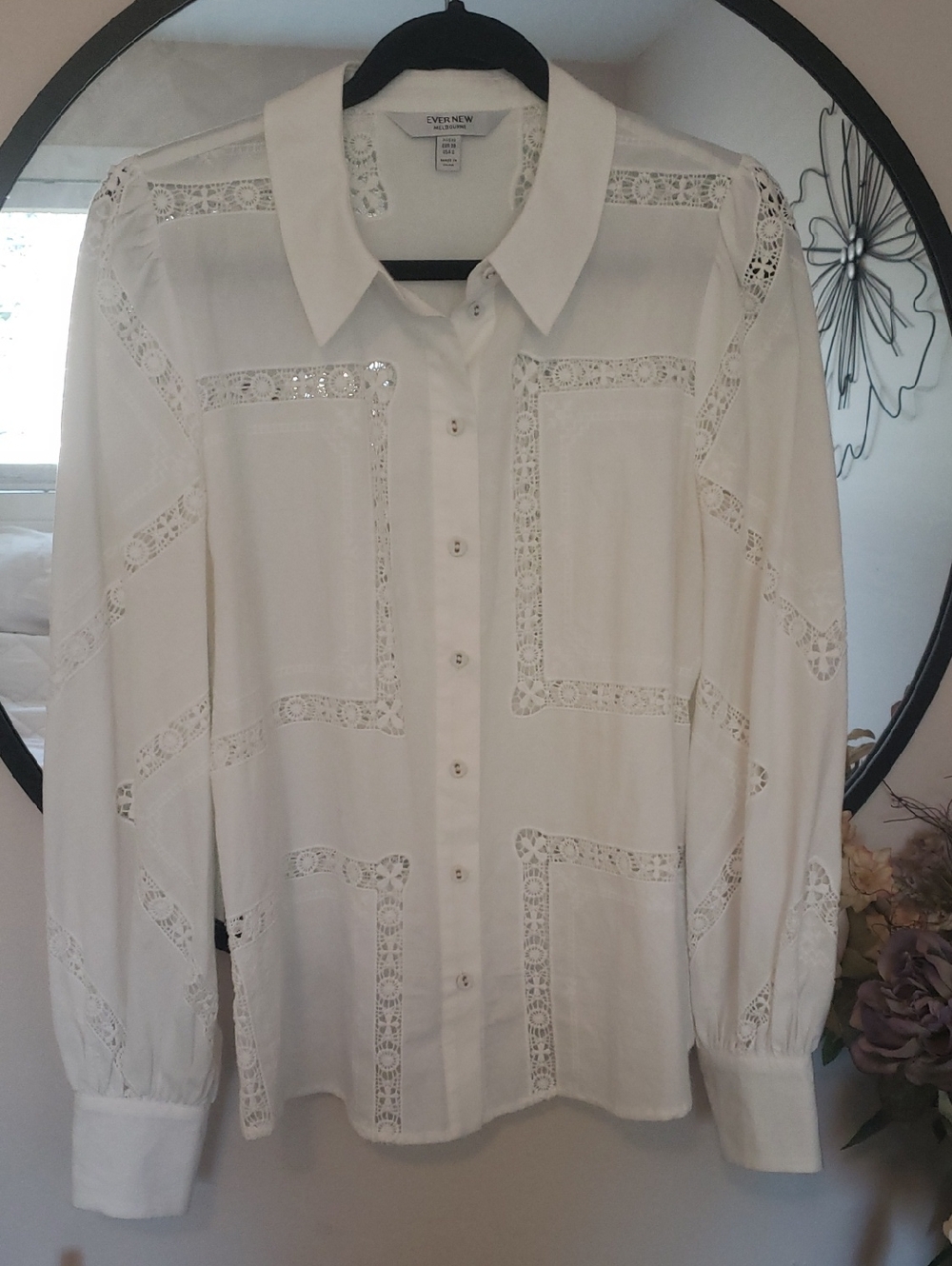 Ever New White Cotton Shirt with Branded Neck Label